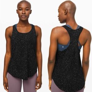 Lululemon Love pleated tank - size 8 - black / grey splatter print